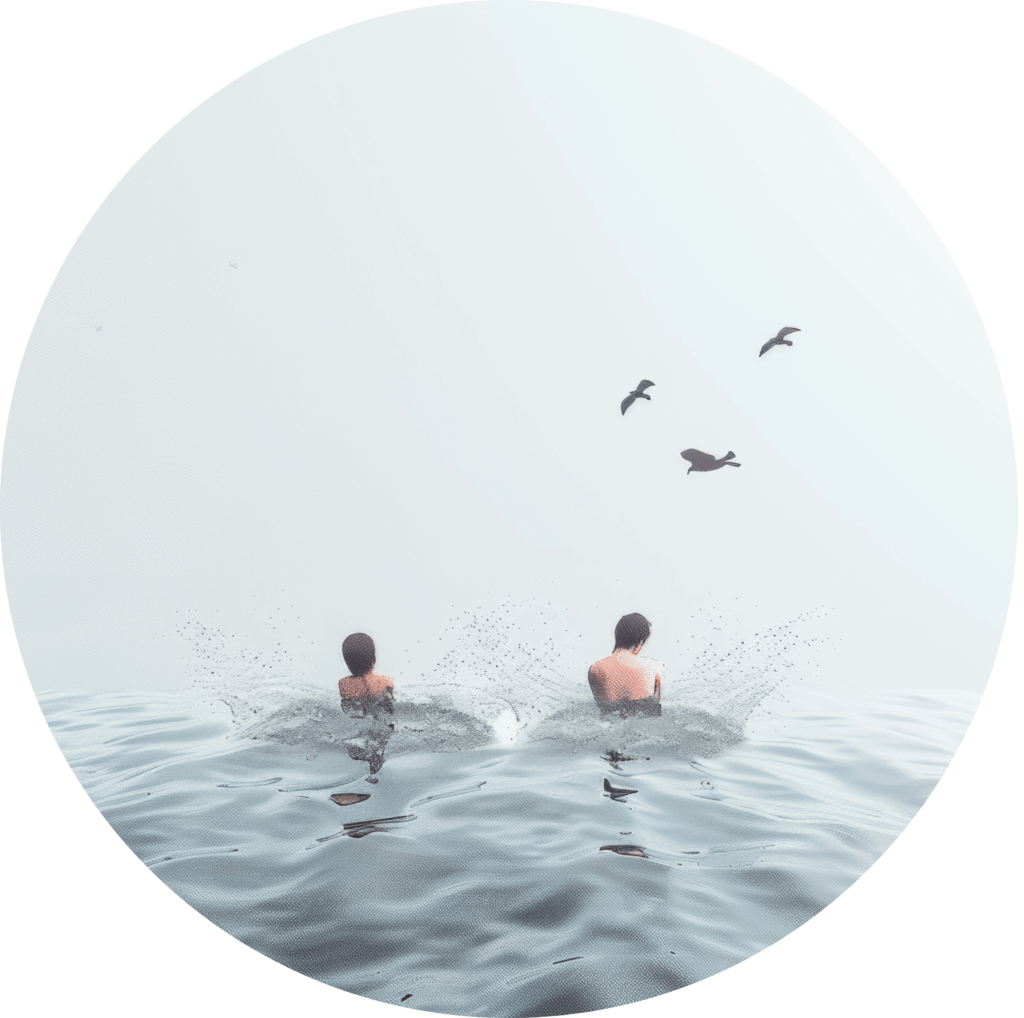 Wohin schwimmen die beiden Jungs?